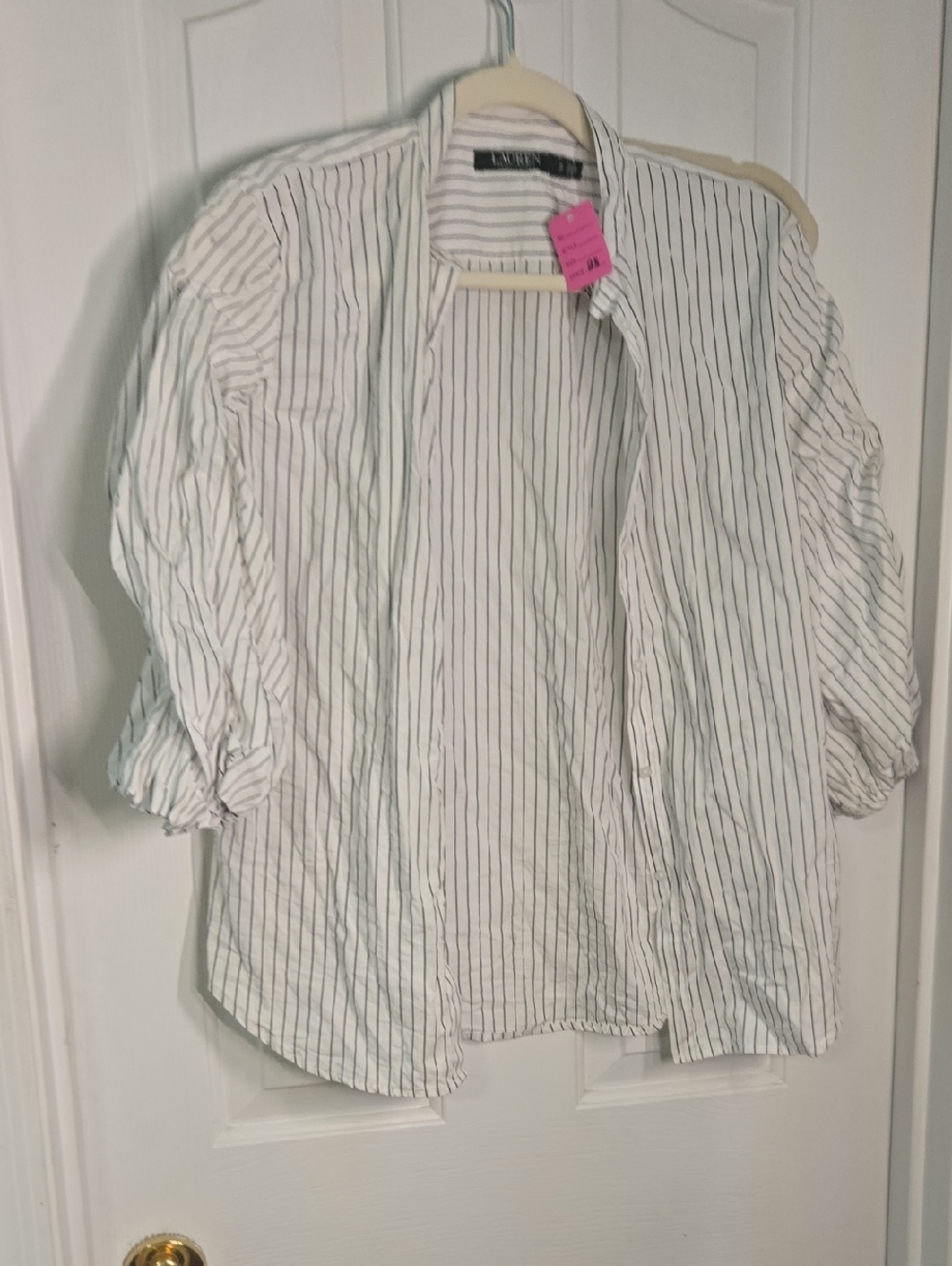 Lauren Ralph Lauren White Shirt with Black Pinstripes